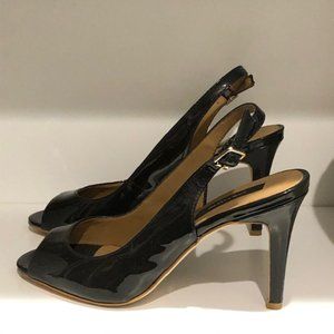 Nearly new NAVY sling-back peep toe shoes